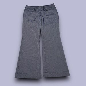 Y2K Navy Pinstriped Flared Pants Size 7 Office Siren Downtown Girl Low Rise